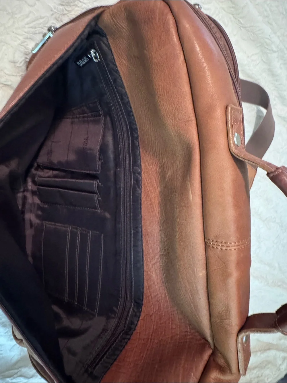 Kenneth Cole Reaction Cognac Leather Messenger Bag